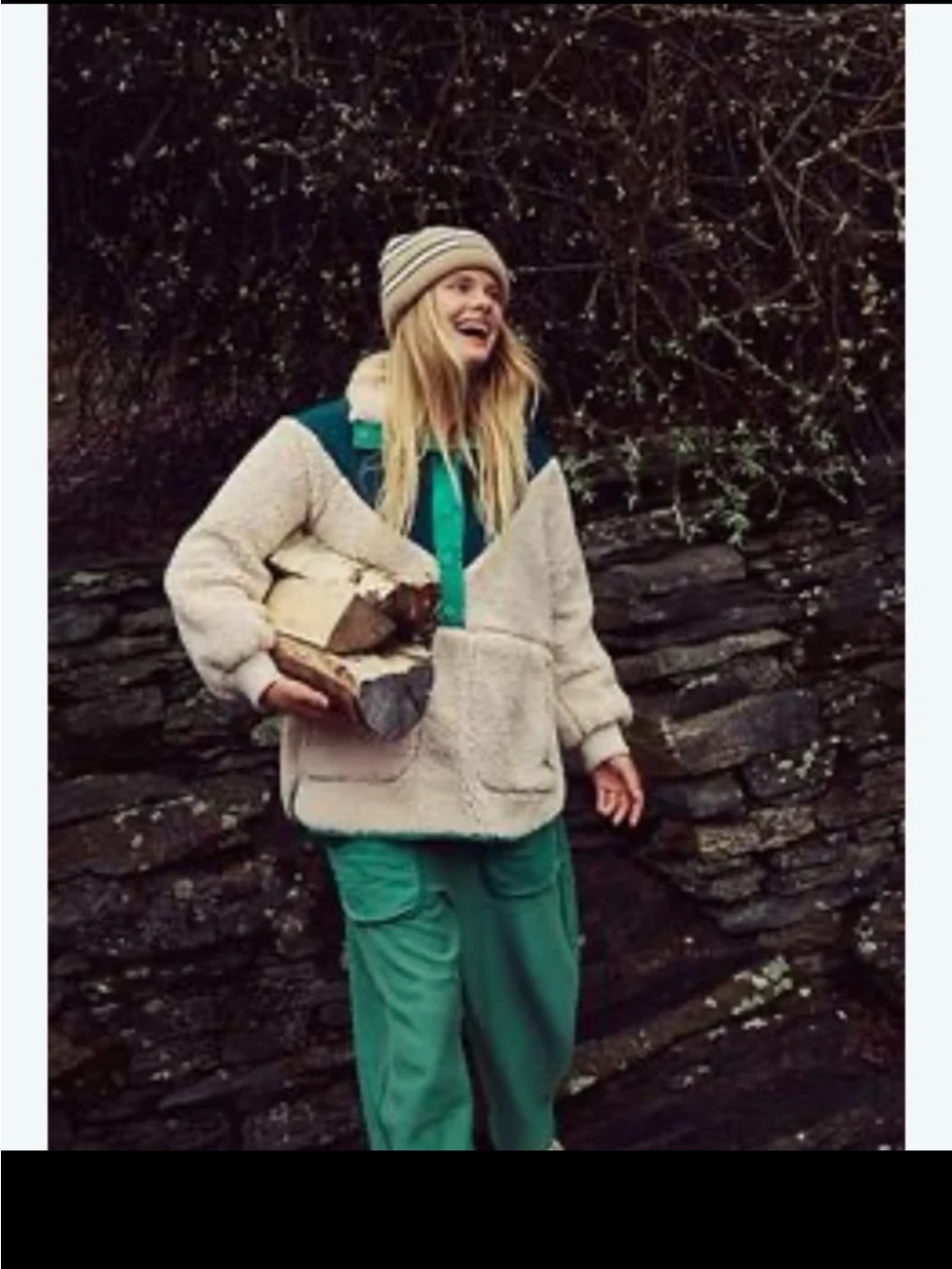 Free People FP Movement Fall To Rise Fleece Quarter Snap in Evergreen Combo 
Lrg